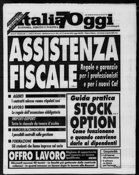 Italia oggi : quotidiano di economia finanza e politica